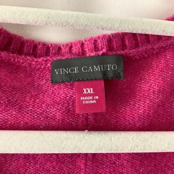 Vince Camuto Pink Long Sleeve V-Neck Sweater - Picture 3 of 4